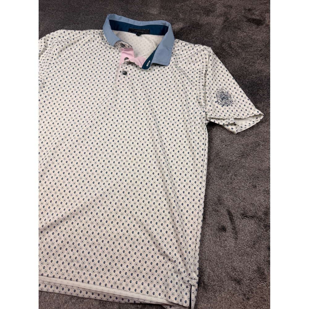 Greyson Kids XL Bedminster Golf Polo Shirt White Blue Wolf Pattern YFA25K06